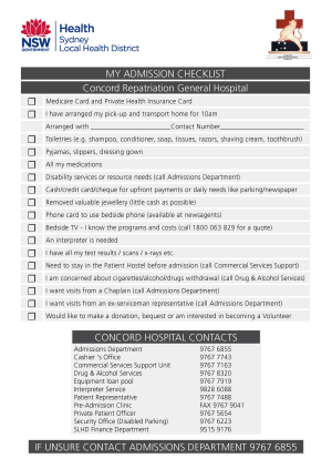 hospital patient admission form